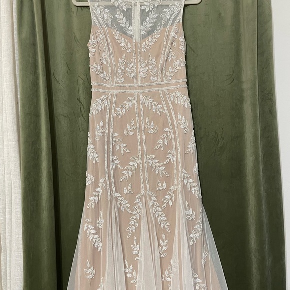 Beaded Chiffon Midi Dress - Picture 3 of 4